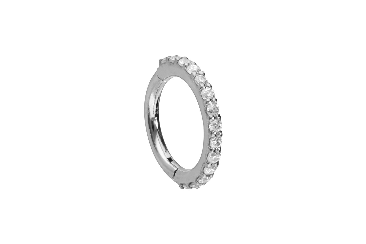 14/18 Karat Gold Segmentring Clicker Piercing EINGEFASSTE MOISSANITE
